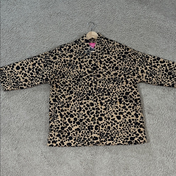 Isaac Mizrahi Tan and Black Animal Print Quilted Jacket